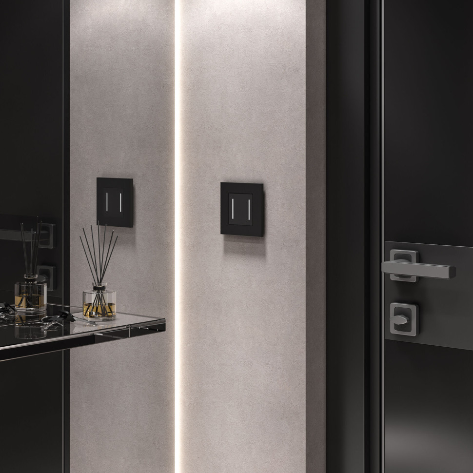 Сенсорный выключатель двухклавишный с подсветкой (черный) W4522008