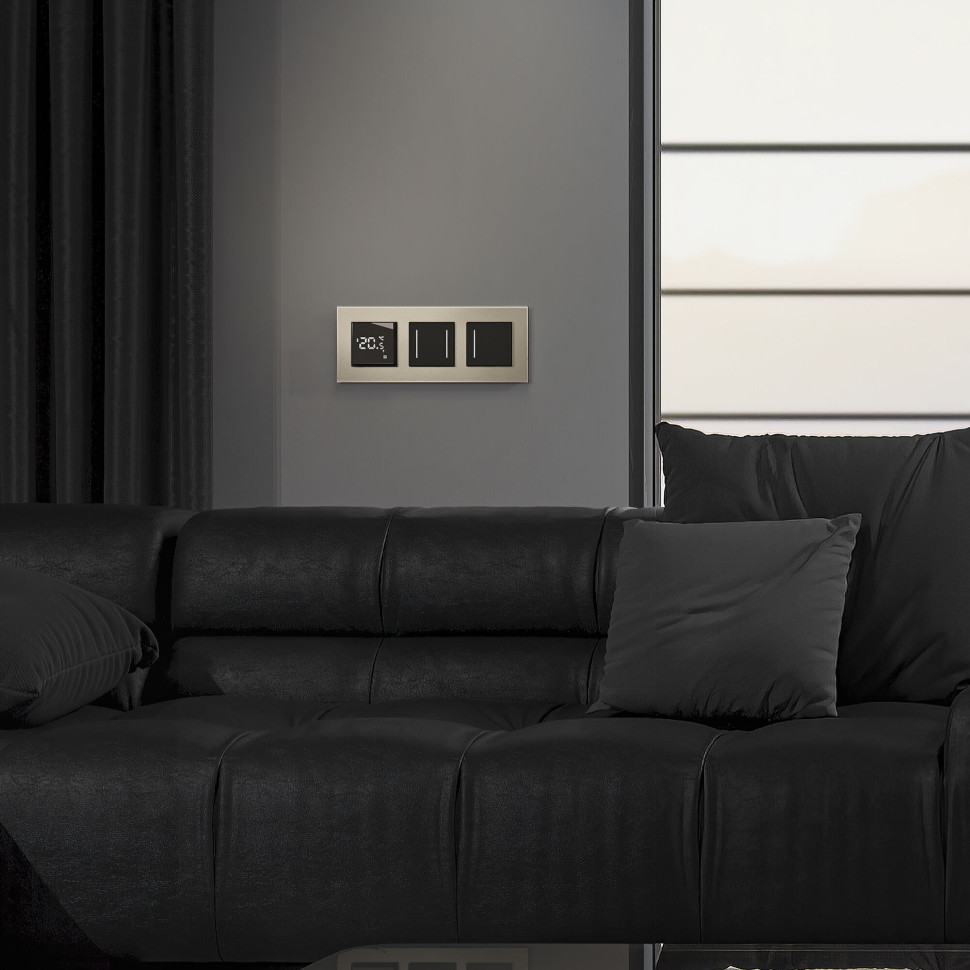 Сенсорный выключатель двухклавишный с подсветкой (черный) W4522008