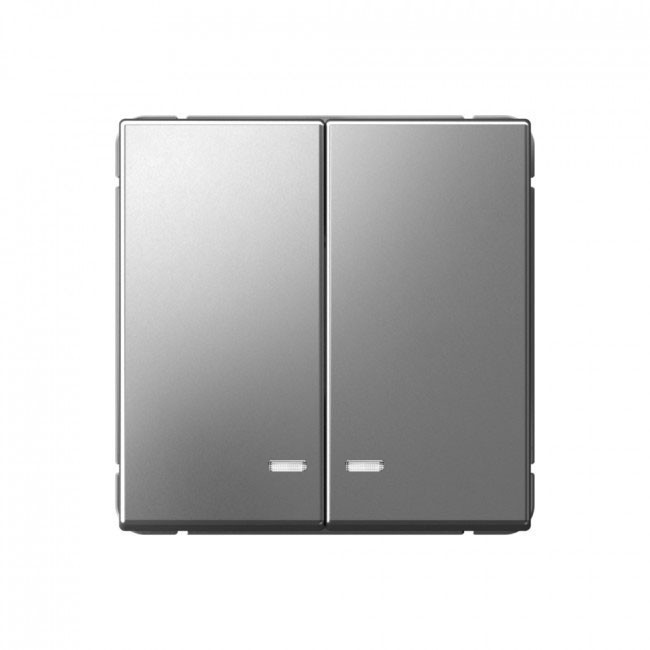 Выключатель двухклавишный Schneider Electric Art Gallery с подсветкой, Сталь GAL000953