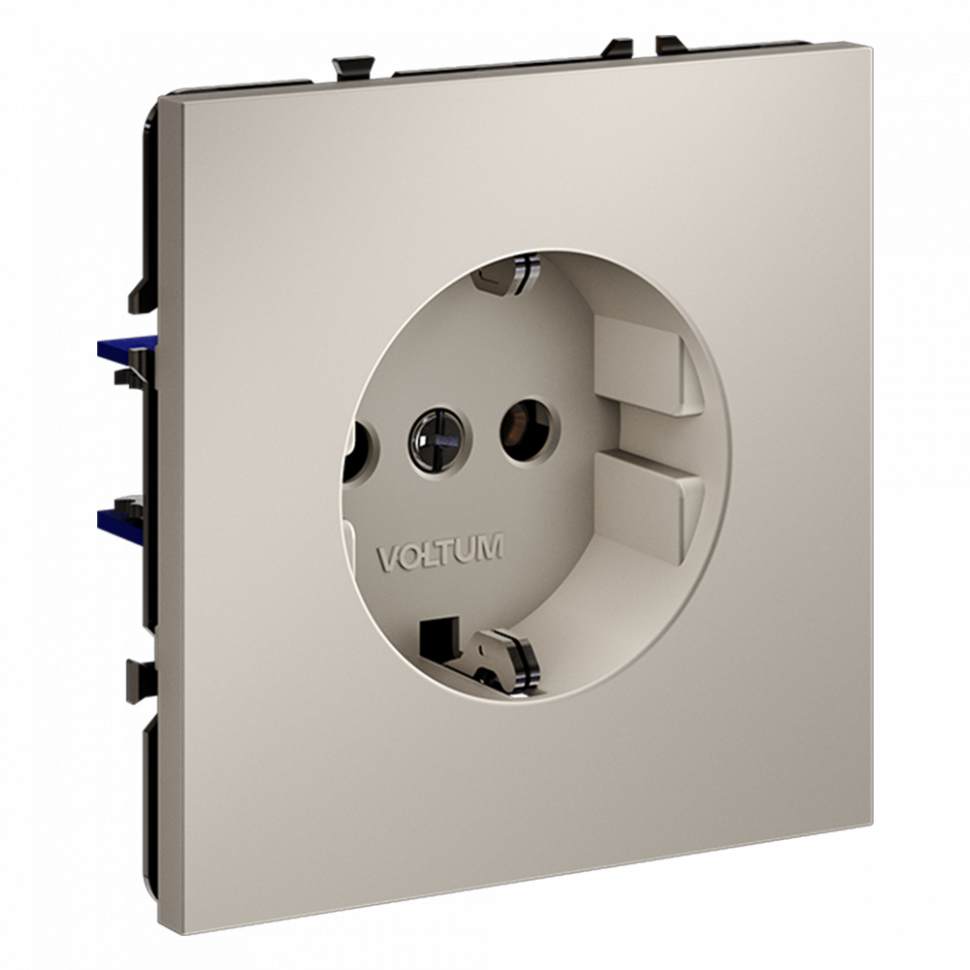 Розетка встраиваемая VOLTUM S70 с заземлением 16А, (кашемир) VLS040103