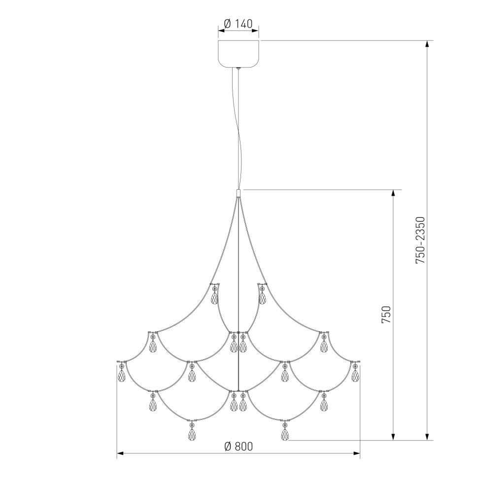 Светодиодная люстра с декором из хрусталя и с пультом дистанционного управления 90400 LED