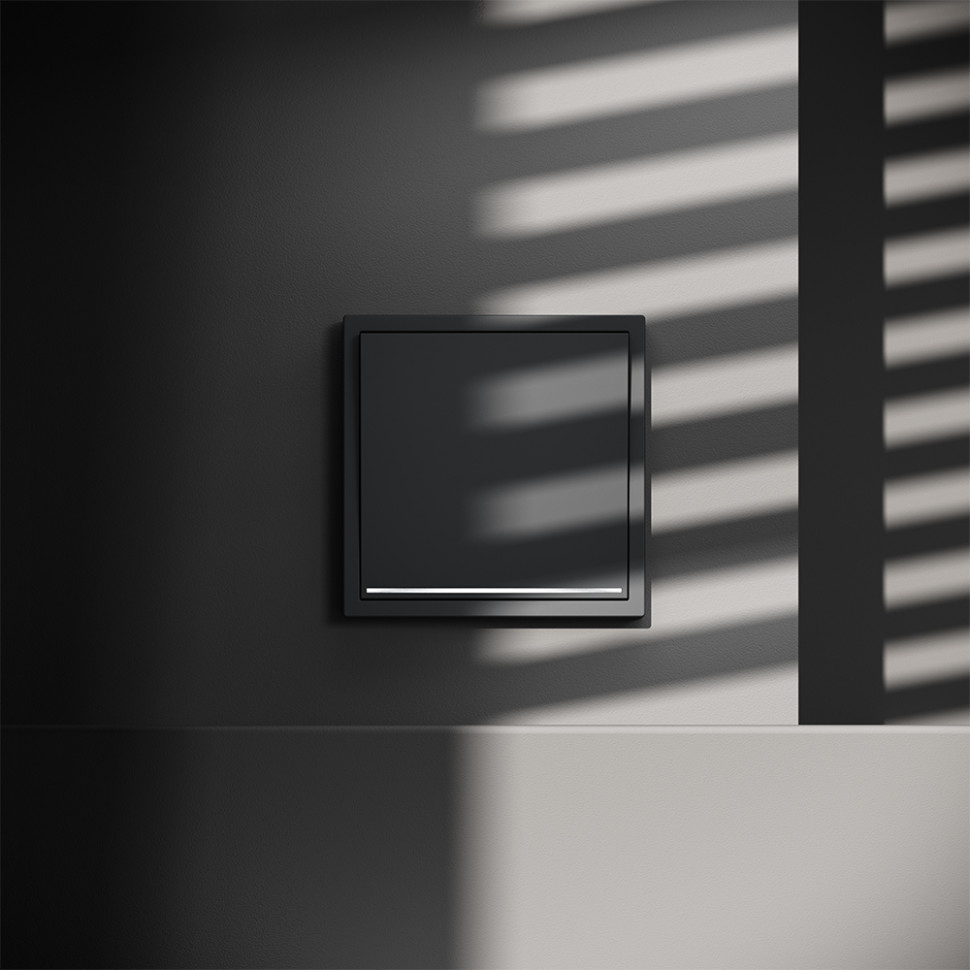 Проходной переключатель встраиваемый VOLTUM S70 одноклавишный с подсветкой 10А, (графит)