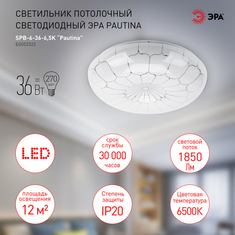 Потолочный светильник Эра SPB-6-36-6,5K Pautina Б0053322