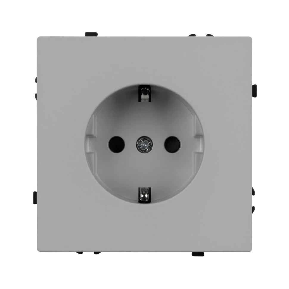 Розетка с заземлением Schuko с защитными шторками, 250В NEO PLUS (Светло серый)   