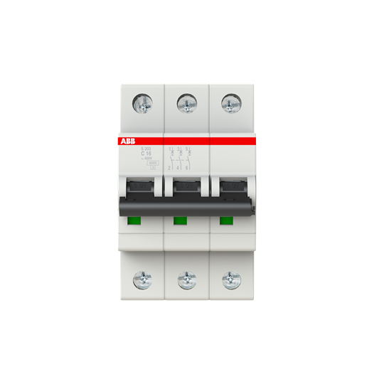 Автоматический выключатель ABB S203-C16 3P 6kA 16А 2CDS253001R0164