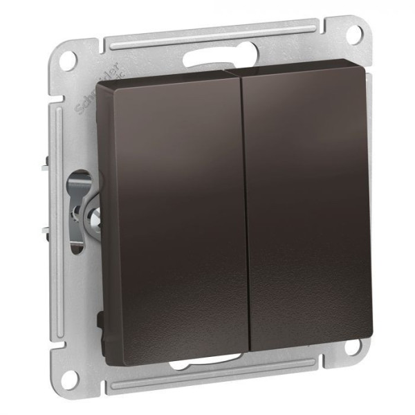 Выключатель двухклавишный Systeme Electric Atlas Design мокко ATN000651