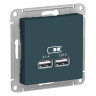 Зарядное устройство USB Schneider Electric Atlas Design изумруд ATN000833