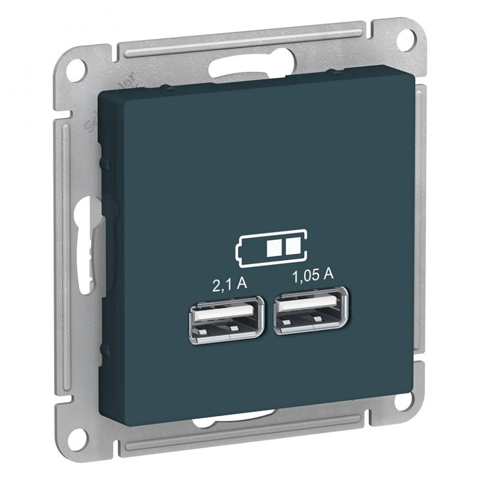 Зарядное устройство USB Schneider Electric Atlas Design изумруд ATN000833