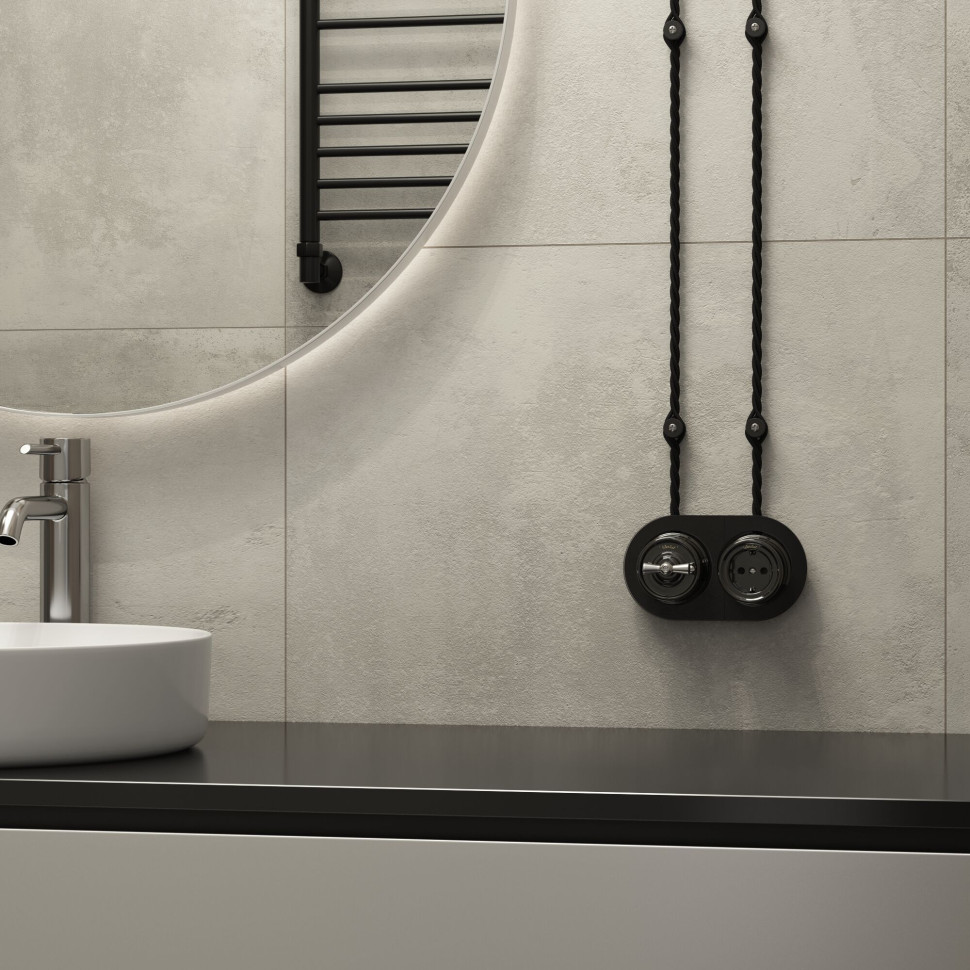 Переключатель/выключатель одноклавишный черный Ретро W5612008