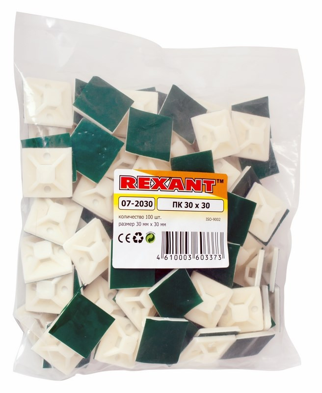 Площадка самоклеящаяся 30х30 мм, белая (100 шт/уп) REXANT 07-2030