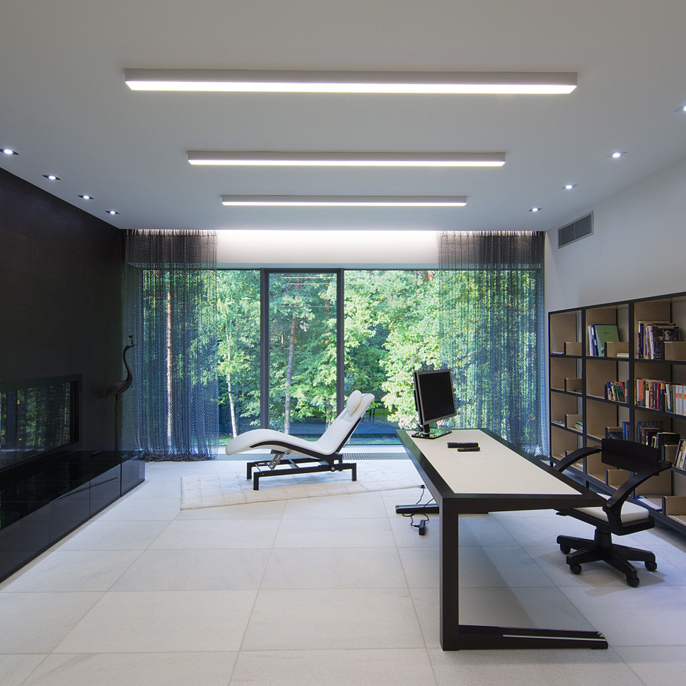 Линейный светодиодный накладной односторонний светильник 103см 20Вт 3000K серебряный 101-100-30-103