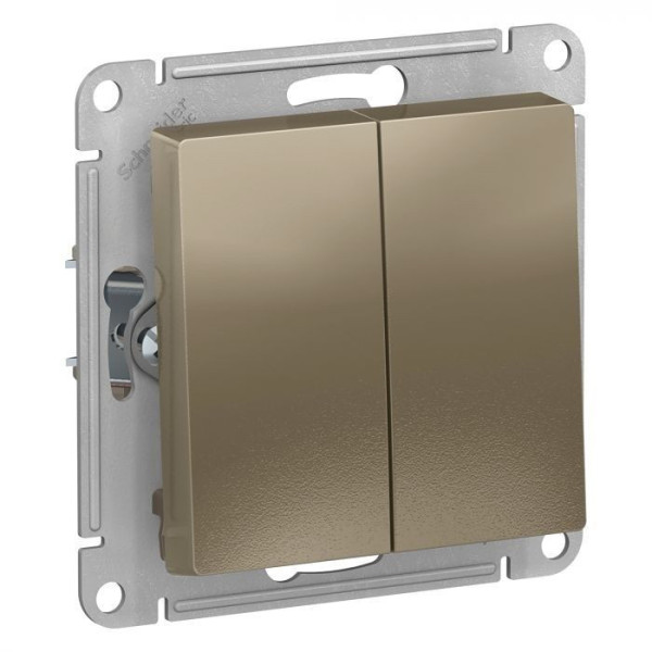 Выключатель двухклавишный Systeme Electric Atlas Design шампань ATN000551