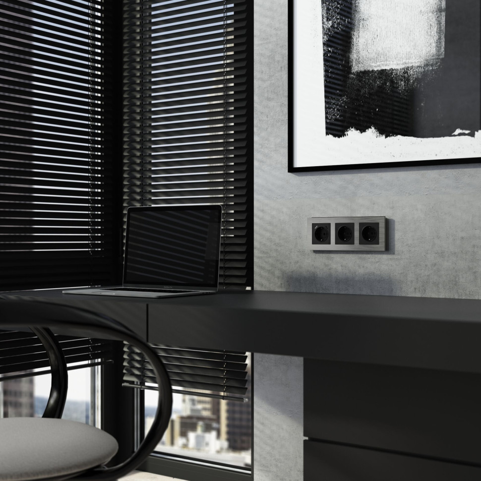 Рамка из металла на 3 поста АluMax алюминий W0033506