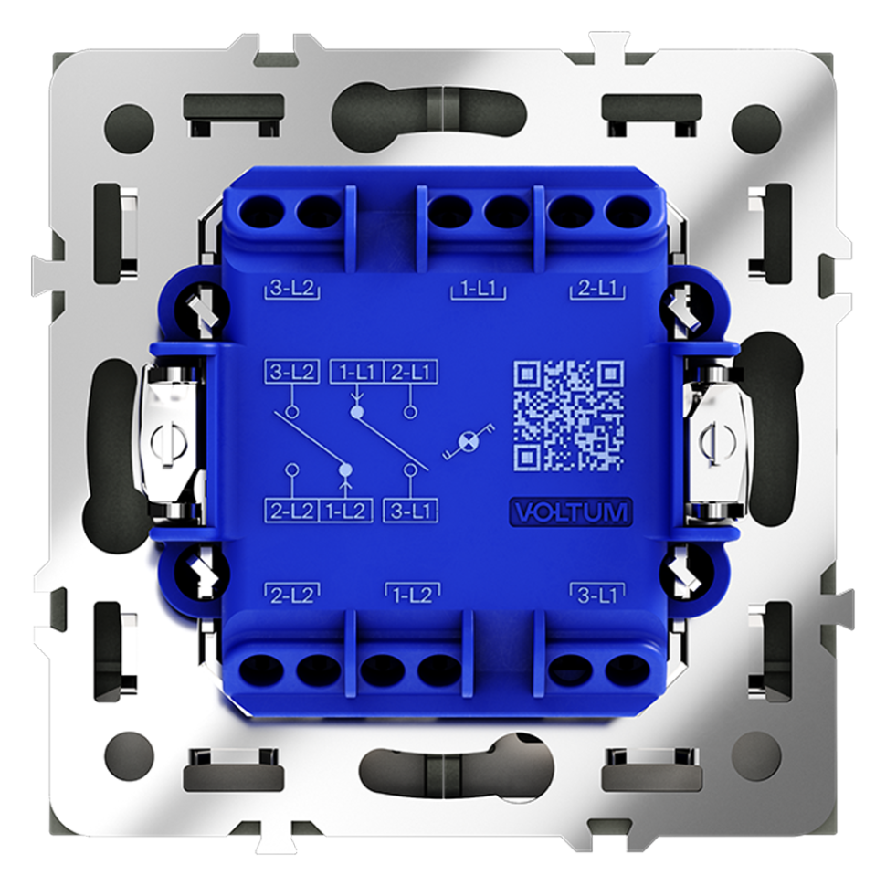 Проходной переключатель встраиваемый VOLTUM S70 двухклавишный с подсветкой 10А, (графит)