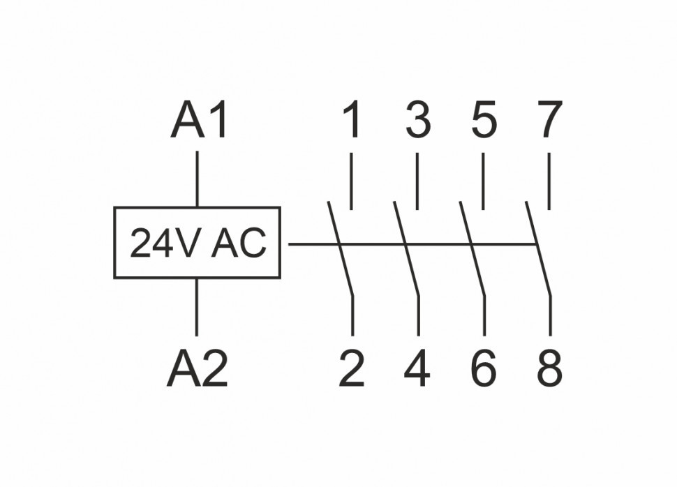 Контактор модульный (Ампер-40 / Волт-24 АС / Контакт-4NO) ST40-40/24