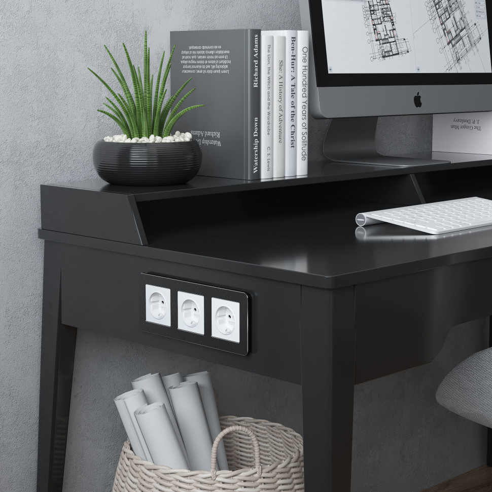 Рамка из металла на 3 поста Platinum черный алюминий W0032608