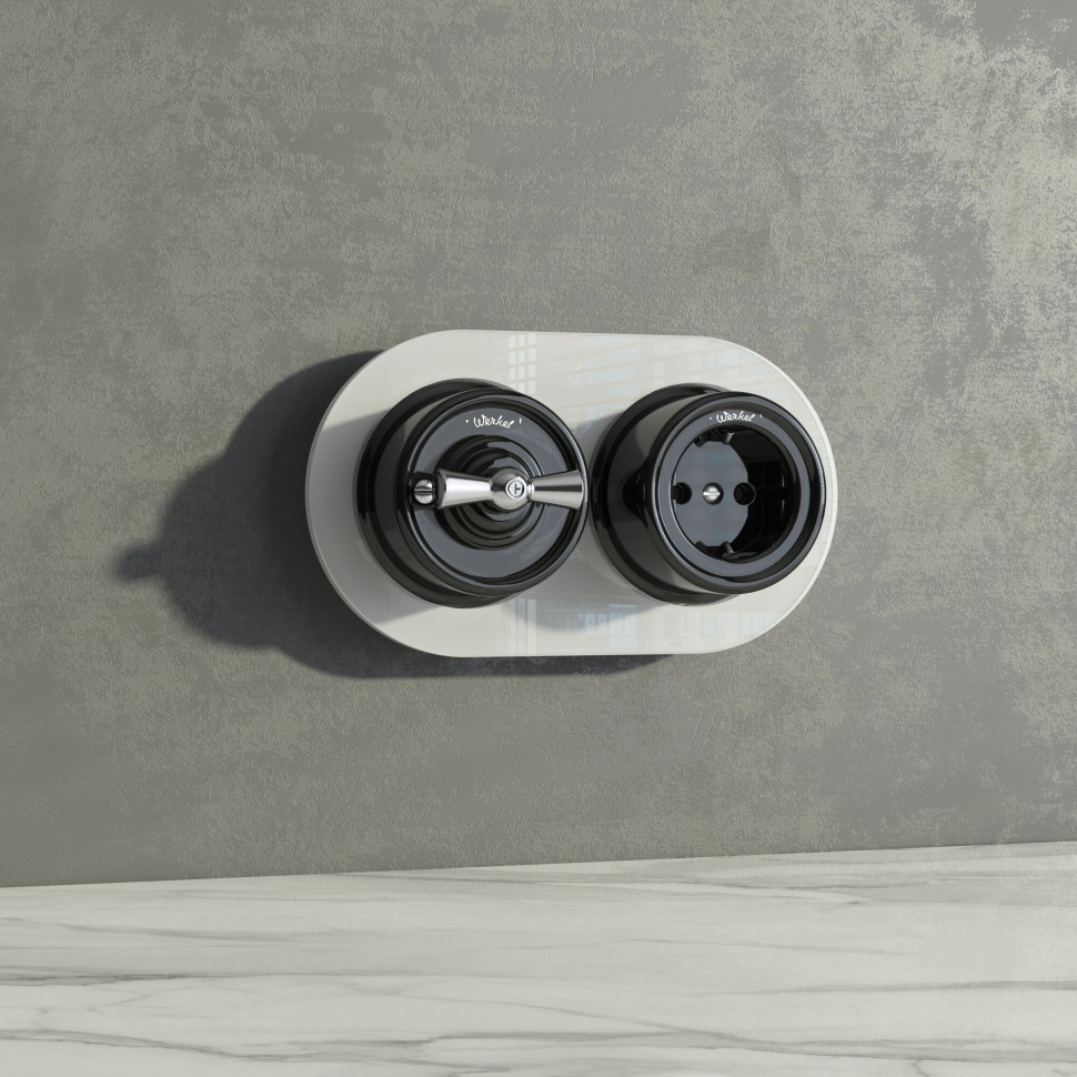 Выключатель на 4 положения двухклавишный черный ретро W5620008