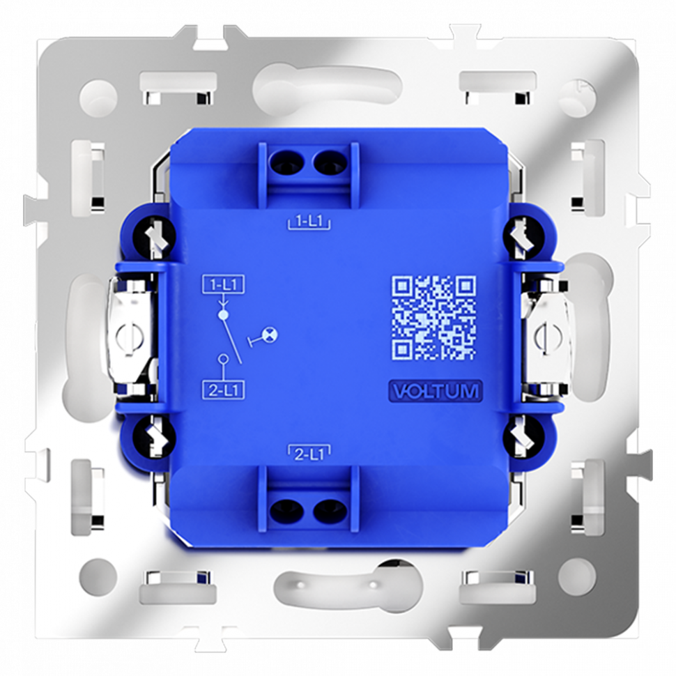 Выключатель встраиваемый VOLTUM S70 одноклавишный с подсветкой 10А, (белый глянцевый) VLS010201