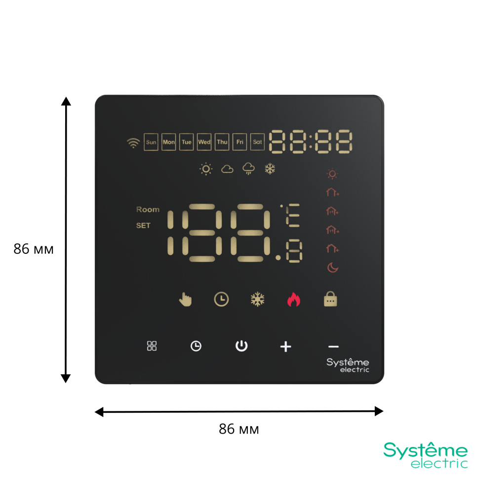 Термостат SE ArtGallery программируемый с Wi-Fi для электрического теплого пола 16А Черный GAL001038