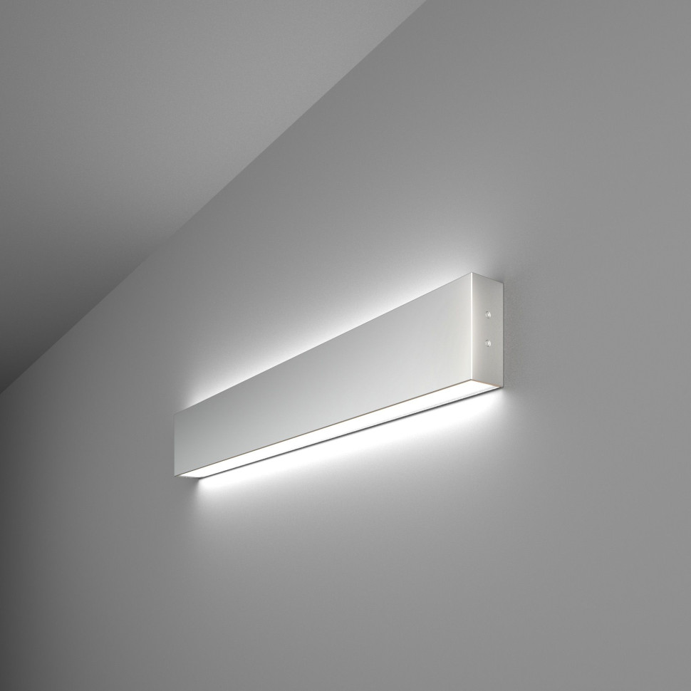 Линейный светодиодный накладной двусторонний светильник 53см 20Вт 3000К серебряный 101-100-40-53