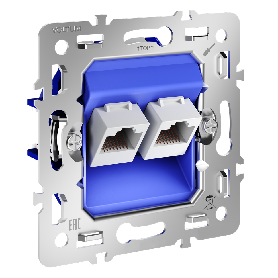 Механизм розетки компьютерной двойной RJ45+RJ45 кат.6, S70