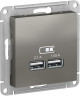 Зарядное устройство USB Schneider Electric Atlas Design сталь ATN000933