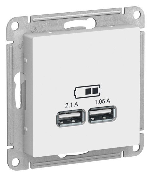 Зарядное устройство USB Type - A (5В, 1 порт x 2,1 А / 2 порта х 1,05 А) Systeme Electric Atlas Design Лотос ATN001333
