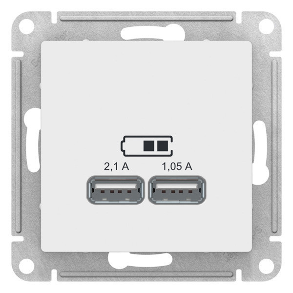 Зарядное устройство USB Type - A (5В, 1 порт x 2,1 А / 2 порта х 1,05 А) Systeme Electric Atlas Design Лотос ATN001333