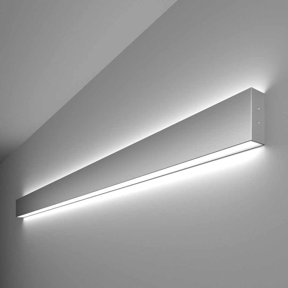 Линейный светодиодный накладной двусторонний светильник 128см 50Вт 3000К серебряный 101-100-40-128