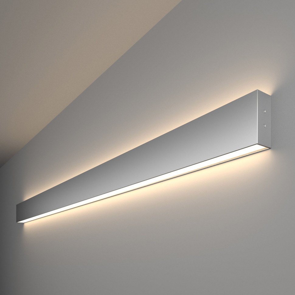 Линейный светодиодный накладной двусторонний светильник 128см 50Вт 3000К серебряный 101-100-40-128