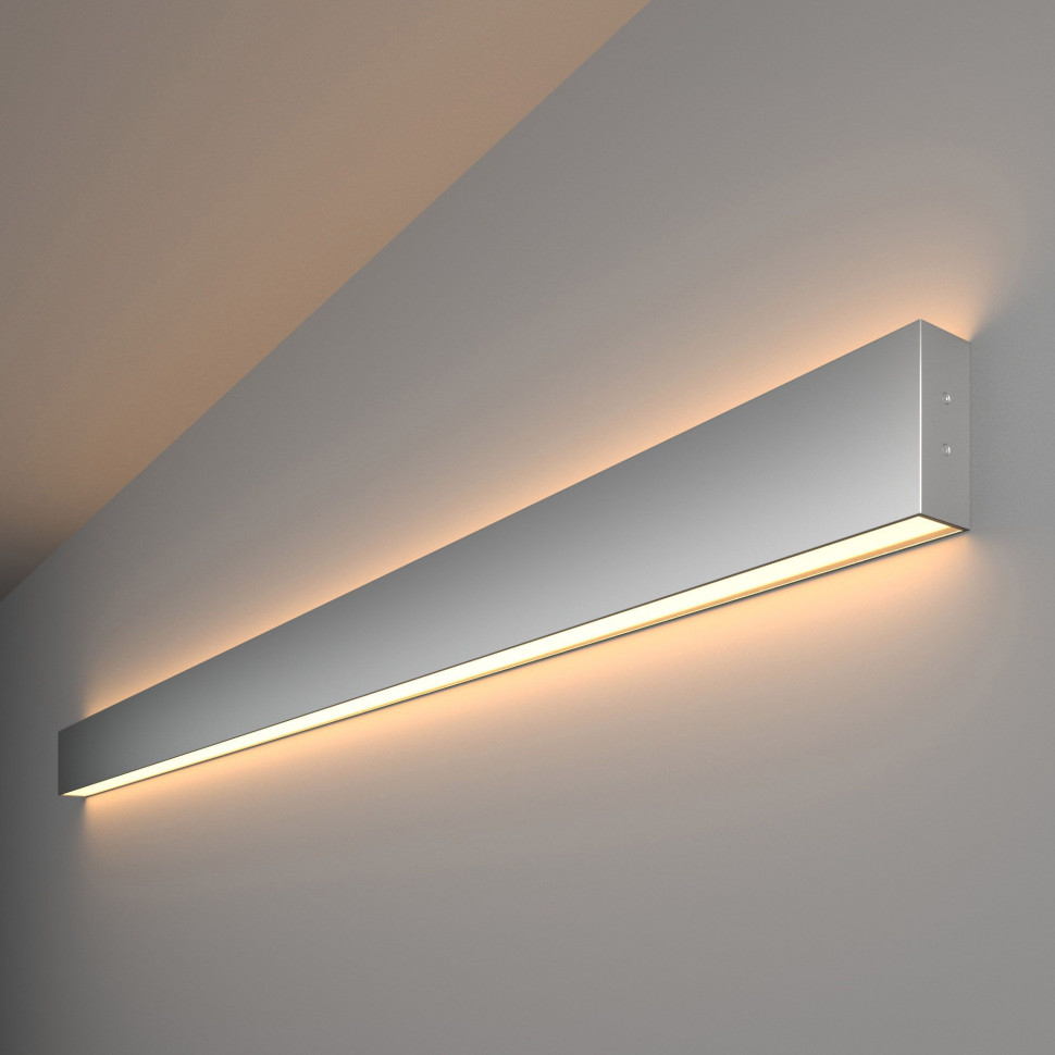 Линейный светодиодный накладной двусторонний светильник 128см 50Вт 3000К серебряный 101-100-40-128