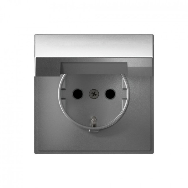 Розетка силовая со шторками и крышкой IP20, Schneider Electric Art Gallery Алюминий GAL000346