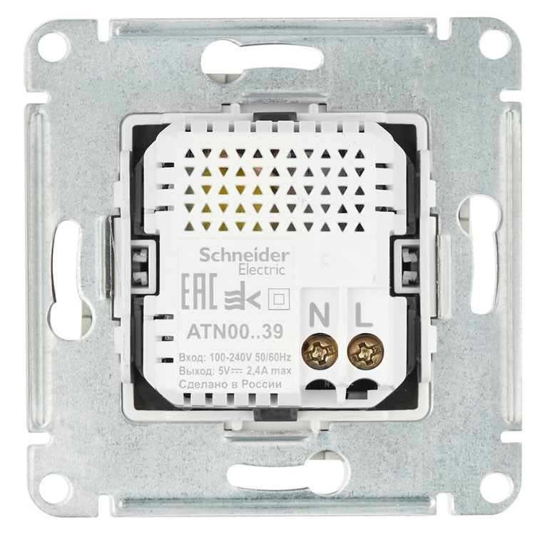 Зарядное устройство USB Type - A+C (5В/2,4 А, 2х5В/1,2 А) Systeme Electric Atlas Design Лотос ATN001339