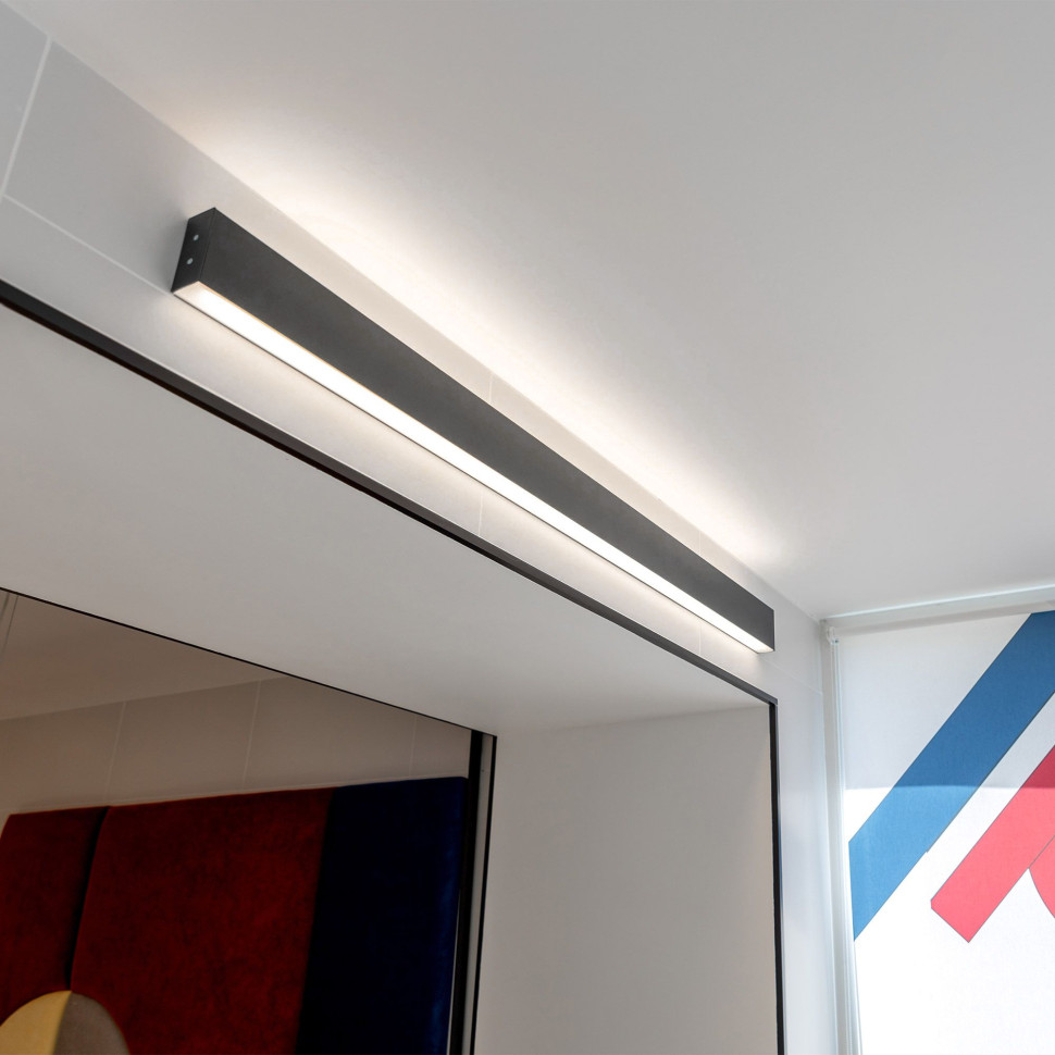 Линейный светодиодный накладной двусторонний светильник 78см 30Вт 6500К черный LSG-02-2-8*78-24-6500-MSh