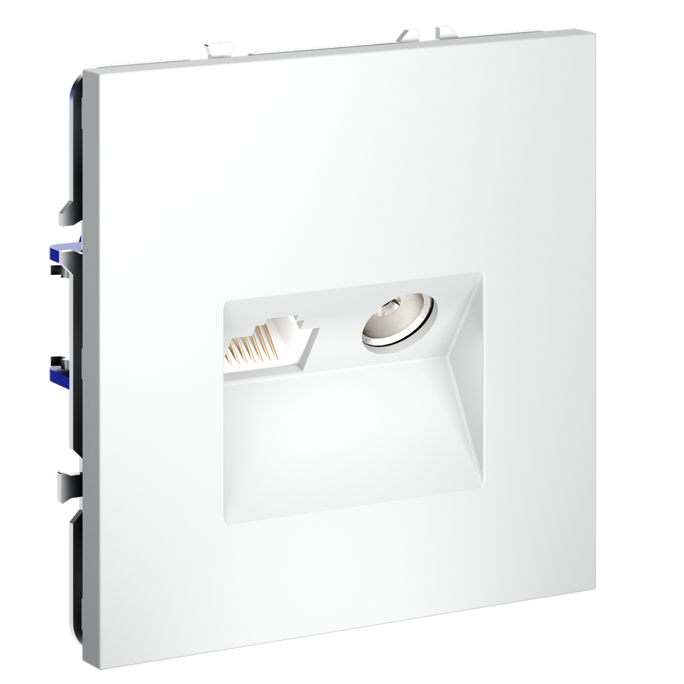 Розетка телевизионная встраиваемая VOLTUM S70 TV+RJ45 кат. 6, (белый матовый)