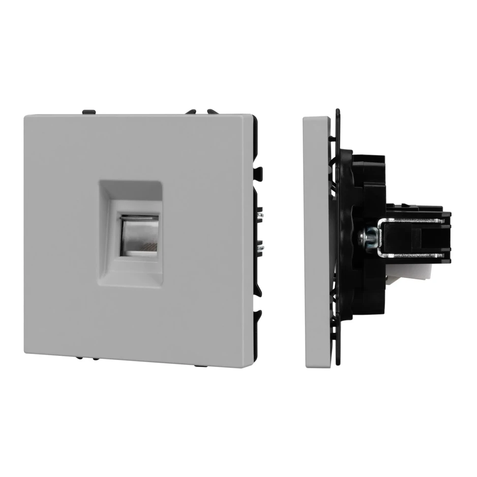 Розетка компьютерная 6 kat, IP-20.  NEO PLUS (Светло cерый) 