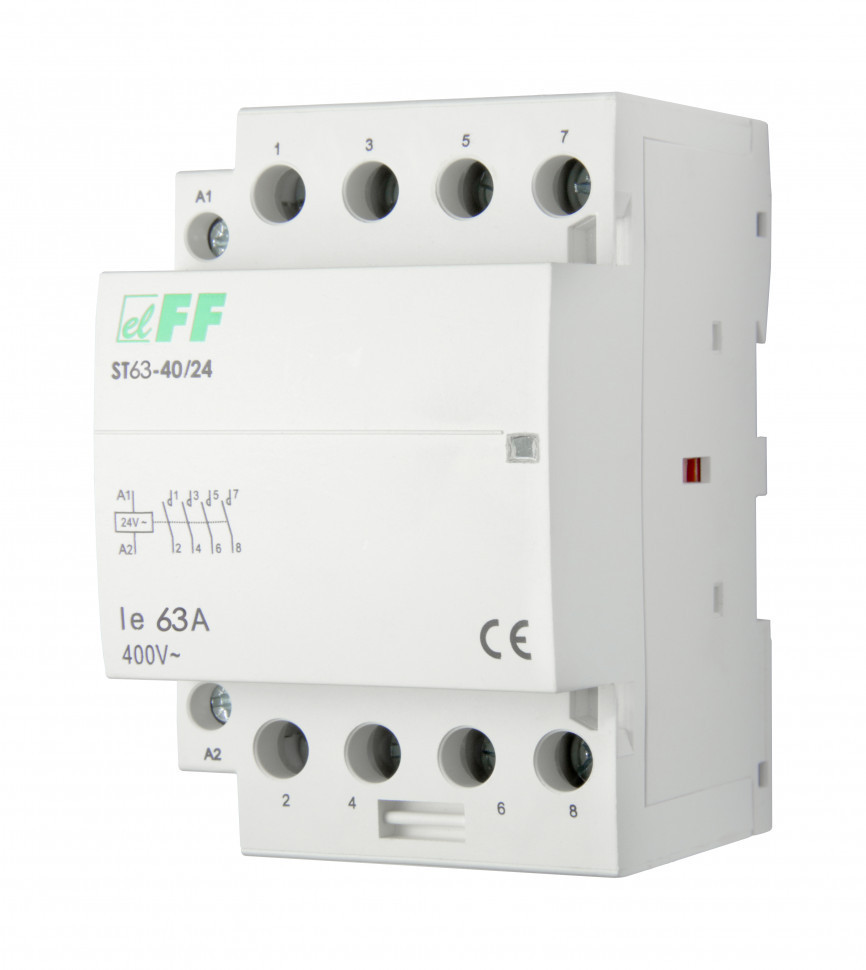 Контактор модульный (Ампер-63 / Волт-24 АС / Контакт-4NO) ST63-40/24