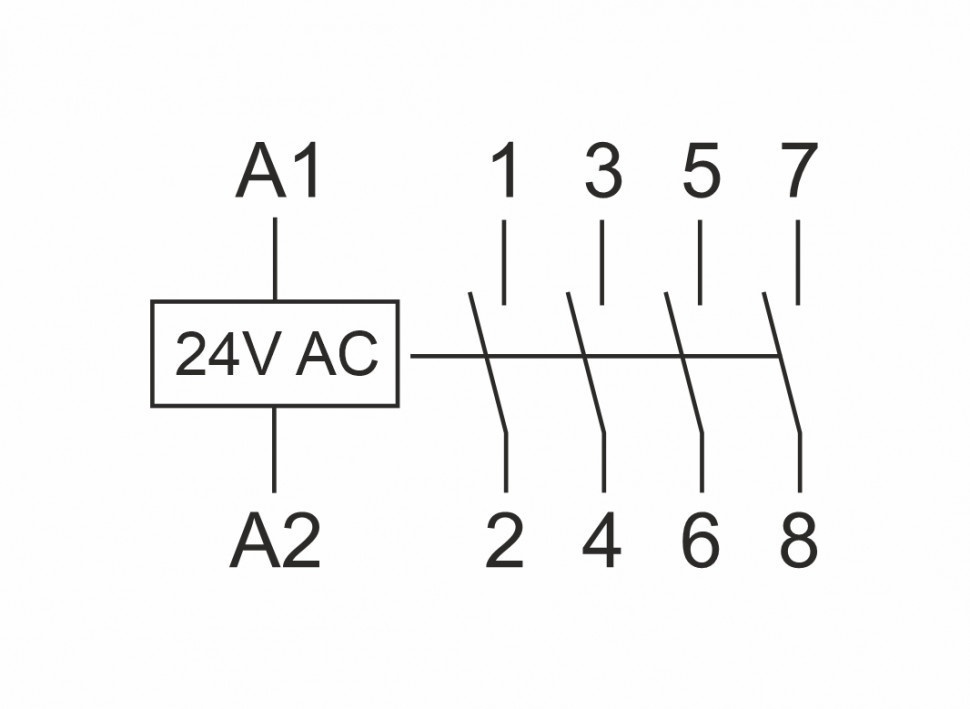 Контактор модульный (Ампер-63 / Волт-24 АС / Контакт-4NO) ST63-40/24