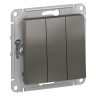 Выключатель трехклавишный Schneider Electric Atlas Design сталь ATN000931