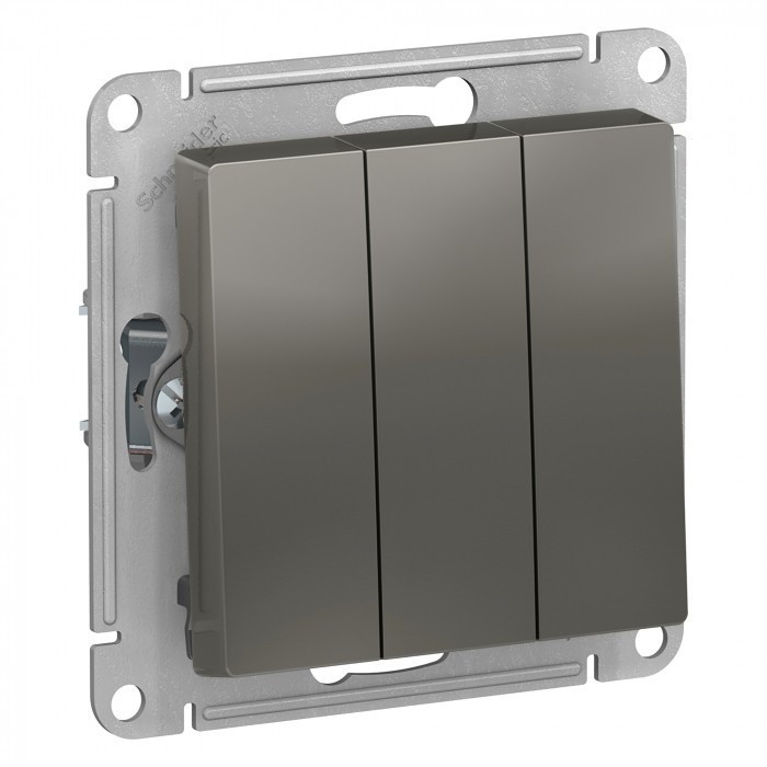 Выключатель трехклавишный Schneider Electric Atlas Design сталь ATN000931