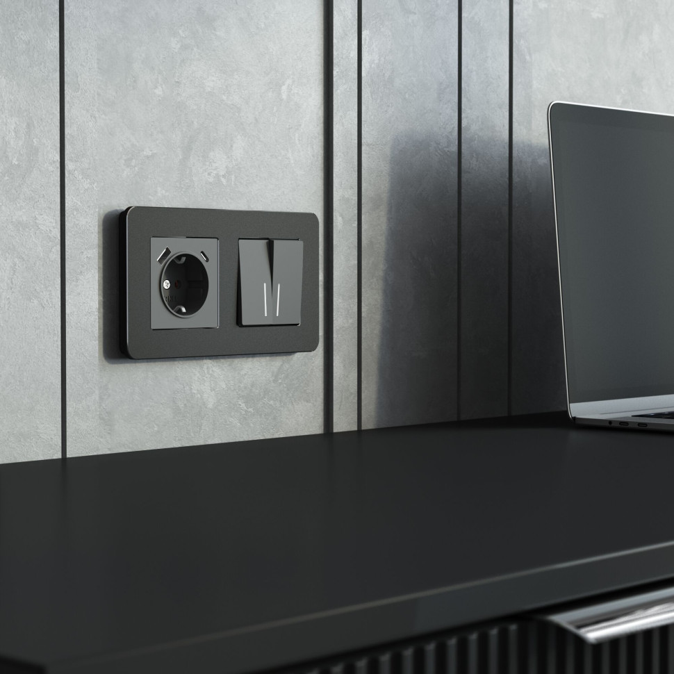 Рамка из металла на 2 поста Platinum черный W0022608