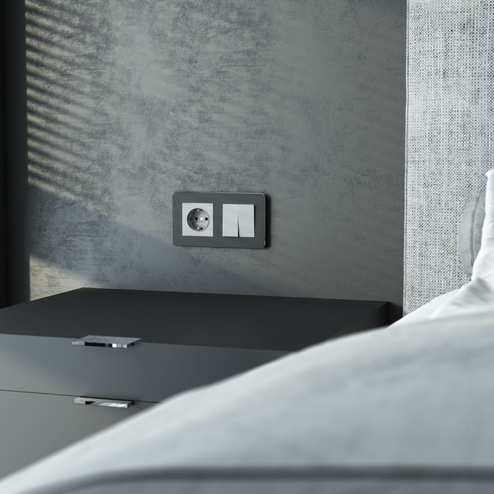 Рамка из металла на 2 поста Platinum черный W0022608