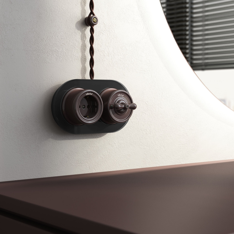 Переключатель/выключатель одноклавишный коричневый ретро W5612014