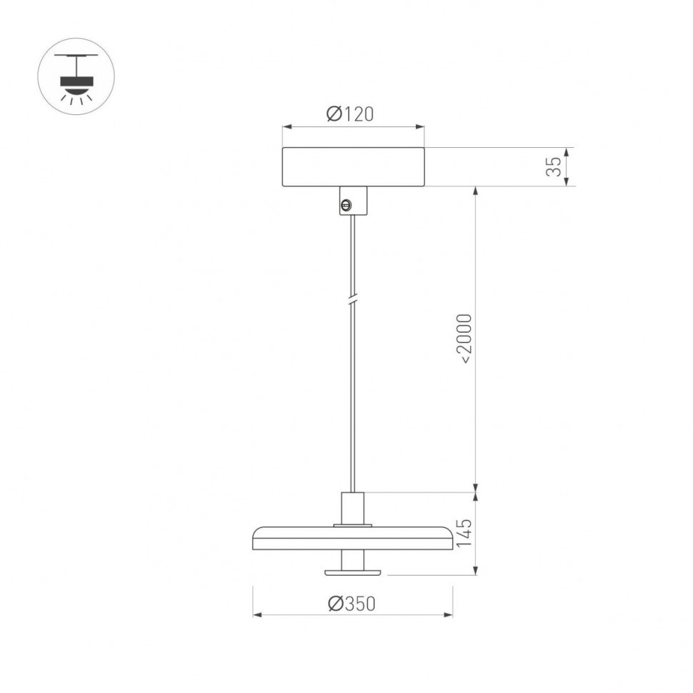 Подвесной светильник Arlight SP-KOTARO-R350-12W Warm3000 (BG-BG, 36 deg, 230V, TRIAC) 057228