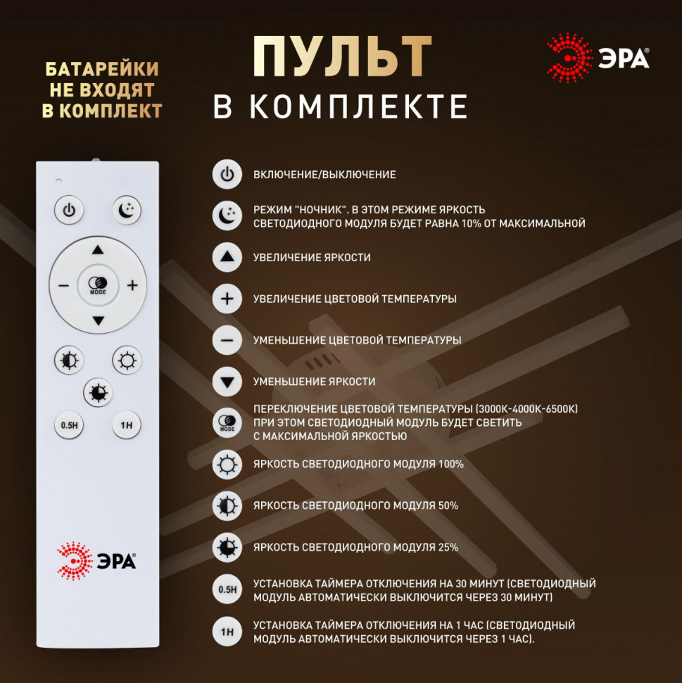 Потолочный светильник Эра Модерн Nora CLL-1-109W 3K-6,5K RC WH