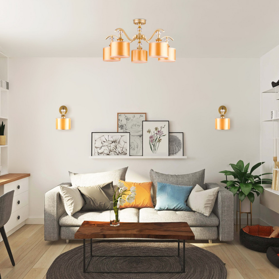 Настенный светильник с тканевым абажуром 60070/1 сатин-никель