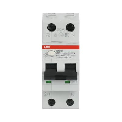Дифференциальный автомат ABB DS201 C10 A30 1P+N 10A 30м