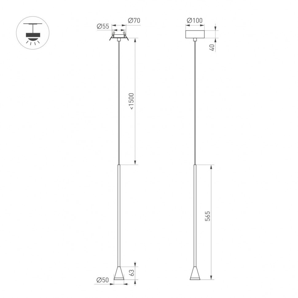 Подвесной светильник Arlight SP-RINAR-HANG-L565-5W Warm3000 (BK, 36 deg, 230V) (IP20 Металл) 059323