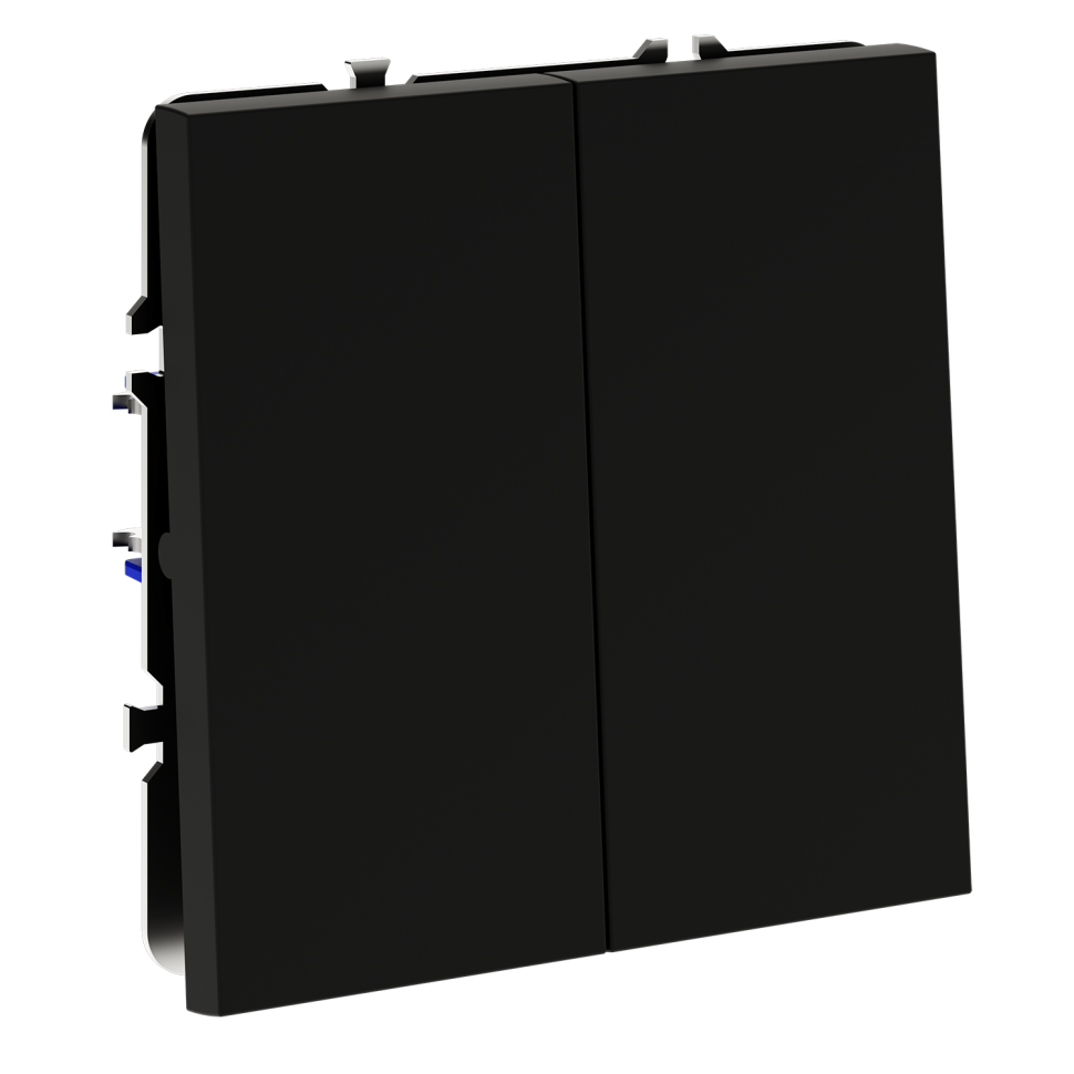 Перекрестный переключатель встраиваемый VOLTUM S70 двухклавишный 10А, (черный матовый)