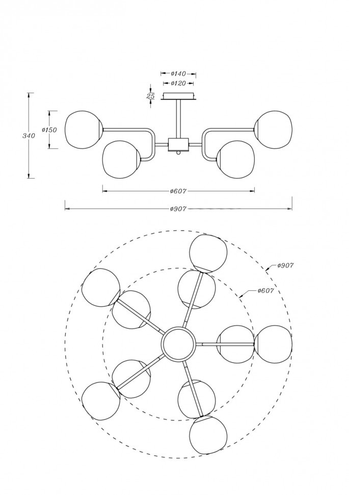 Подвесной светильник Maytoni MOD221PL-10N